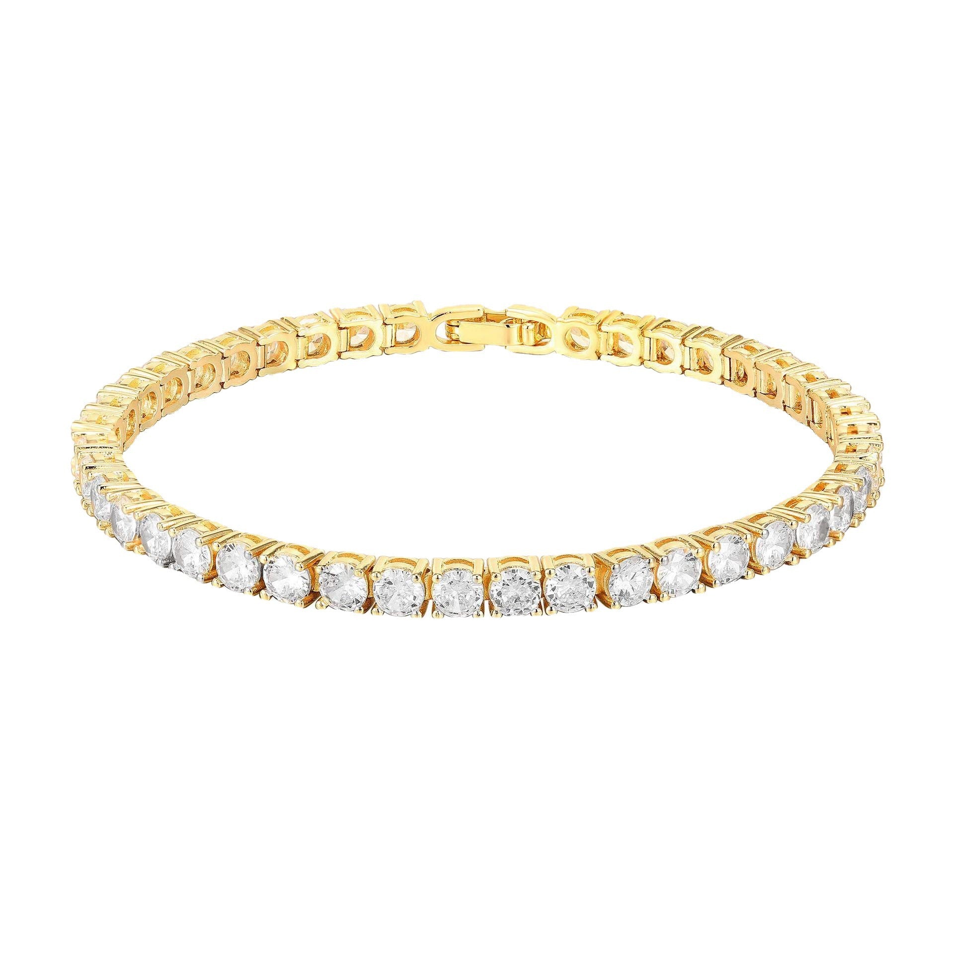 Wholesale Gold-plated 3mm Cubic Zircon Buckle Bracelet